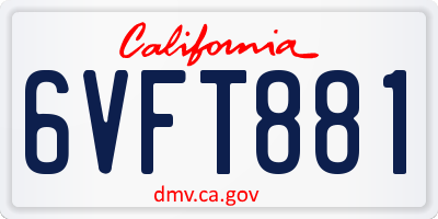CA license plate 6VFT881