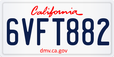 CA license plate 6VFT882