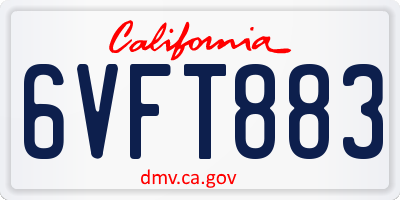CA license plate 6VFT883