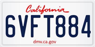 CA license plate 6VFT884