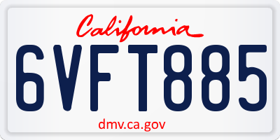 CA license plate 6VFT885