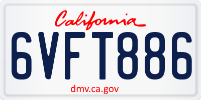 CA license plate 6VFT886