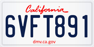 CA license plate 6VFT891