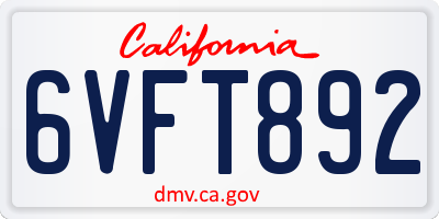 CA license plate 6VFT892