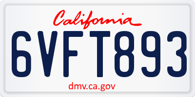 CA license plate 6VFT893