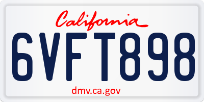 CA license plate 6VFT898