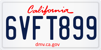 CA license plate 6VFT899