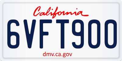 CA license plate 6VFT900