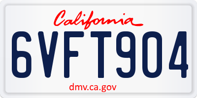 CA license plate 6VFT904