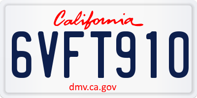 CA license plate 6VFT910
