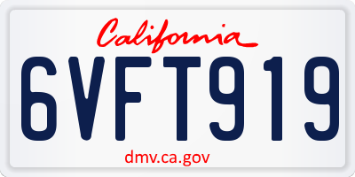 CA license plate 6VFT919