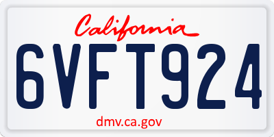 CA license plate 6VFT924