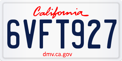 CA license plate 6VFT927