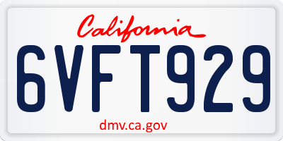 CA license plate 6VFT929