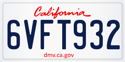 CA license plate 6VFT932