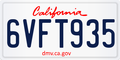 CA license plate 6VFT935