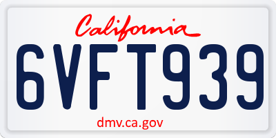 CA license plate 6VFT939