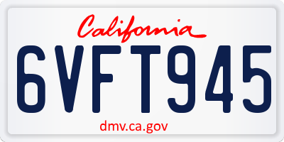 CA license plate 6VFT945