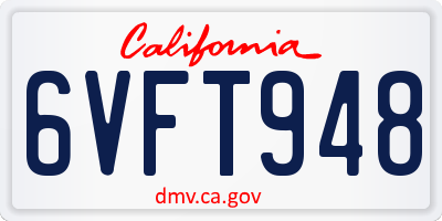 CA license plate 6VFT948