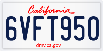 CA license plate 6VFT950