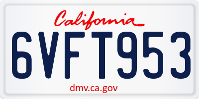 CA license plate 6VFT953