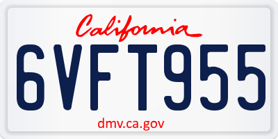 CA license plate 6VFT955