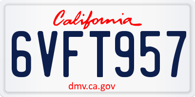 CA license plate 6VFT957
