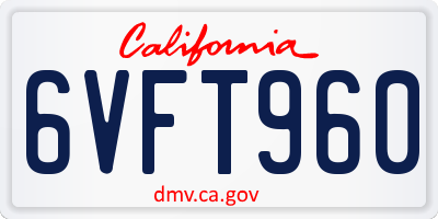 CA license plate 6VFT960