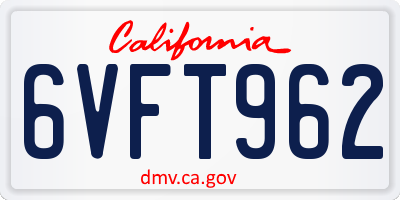 CA license plate 6VFT962