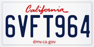 CA license plate 6VFT964
