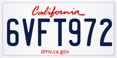 CA license plate 6VFT972