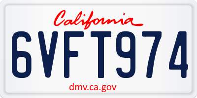 CA license plate 6VFT974