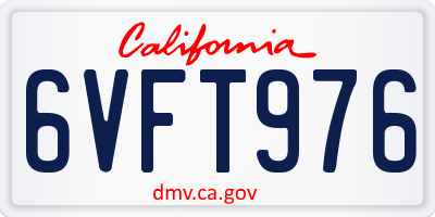 CA license plate 6VFT976