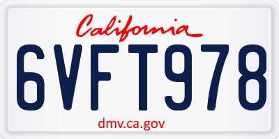 CA license plate 6VFT978