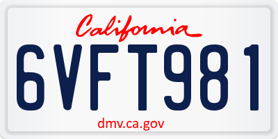 CA license plate 6VFT981