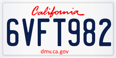 CA license plate 6VFT982