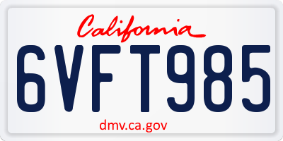 CA license plate 6VFT985