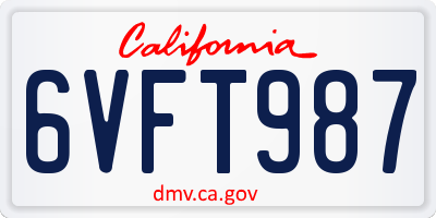 CA license plate 6VFT987