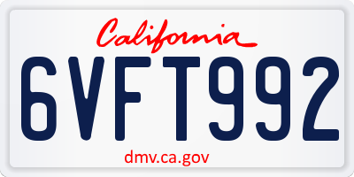 CA license plate 6VFT992