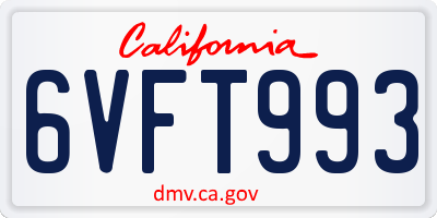 CA license plate 6VFT993