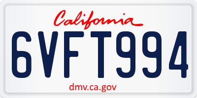 CA license plate 6VFT994