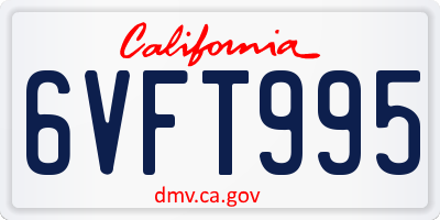 CA license plate 6VFT995