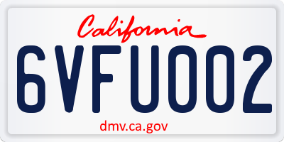 CA license plate 6VFU002