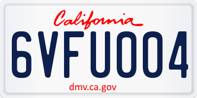 CA license plate 6VFU004