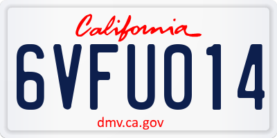 CA license plate 6VFU014