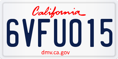 CA license plate 6VFU015