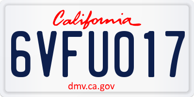 CA license plate 6VFU017