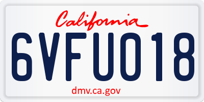 CA license plate 6VFU018