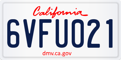 CA license plate 6VFU021