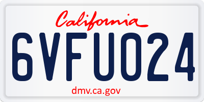 CA license plate 6VFU024